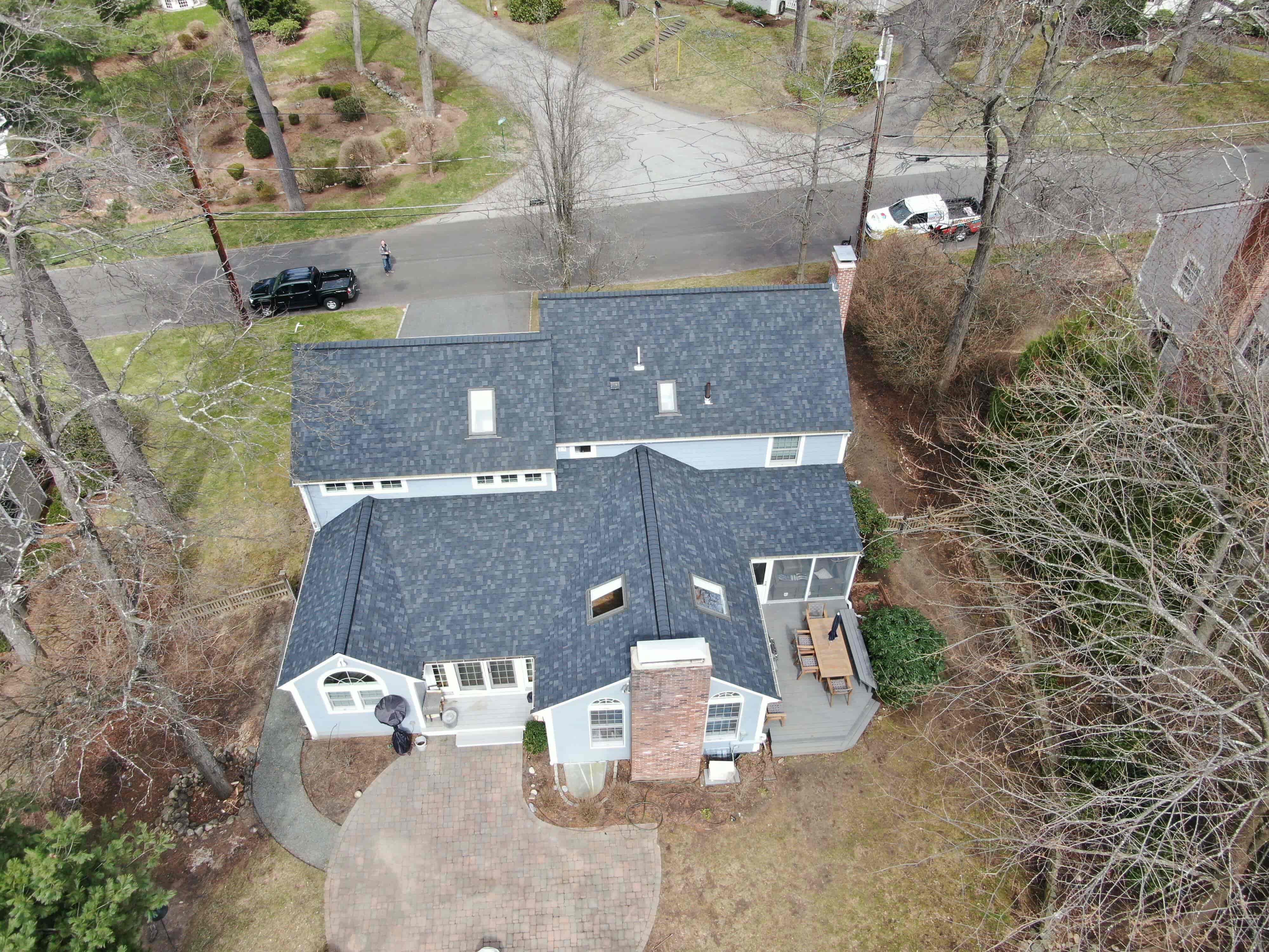 Arial View of House With New Roof